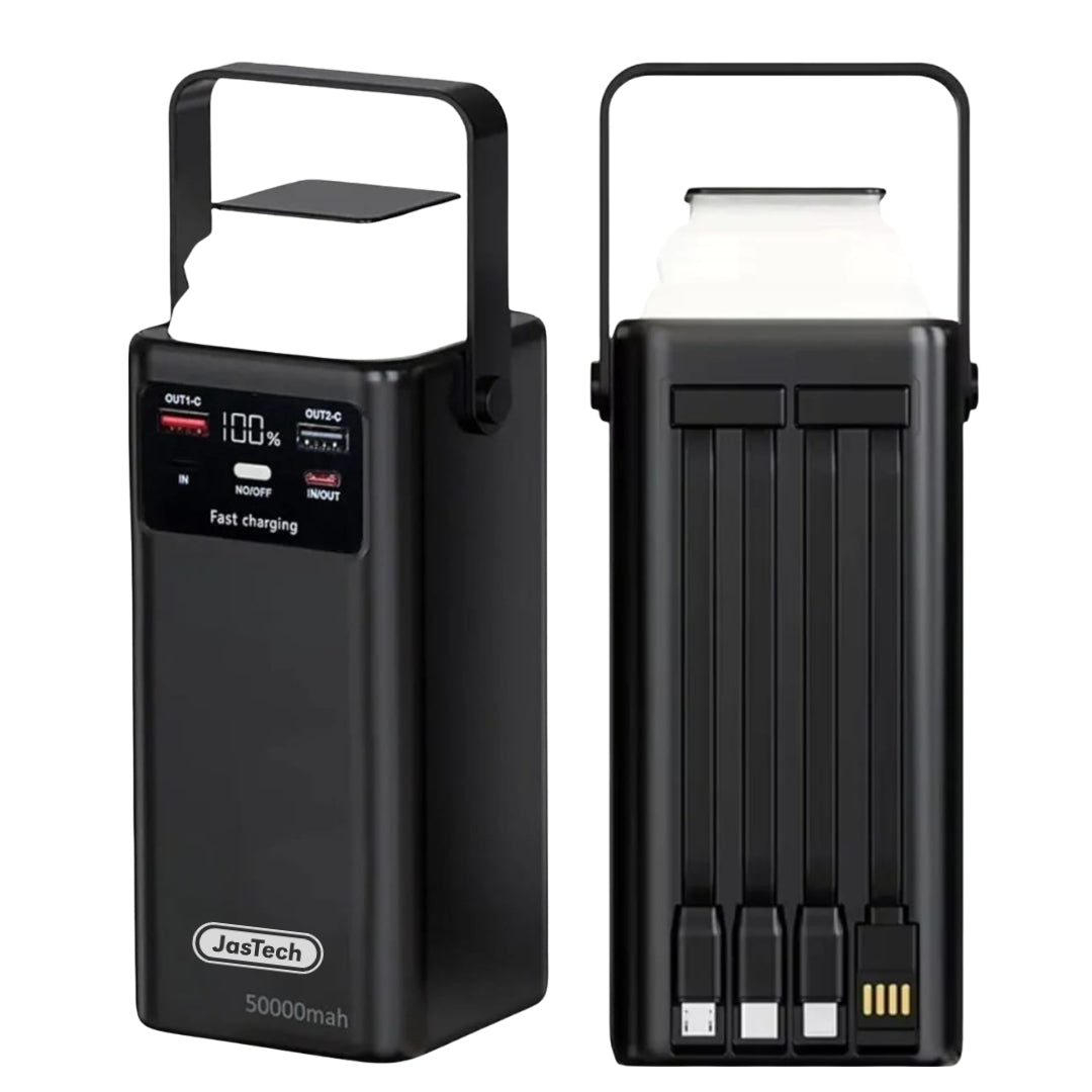 50000mAh Portable Charger 22.5W PD Fast Charging Power Bank LED Display Retractable Auto-Lighting External Battery Power Bank