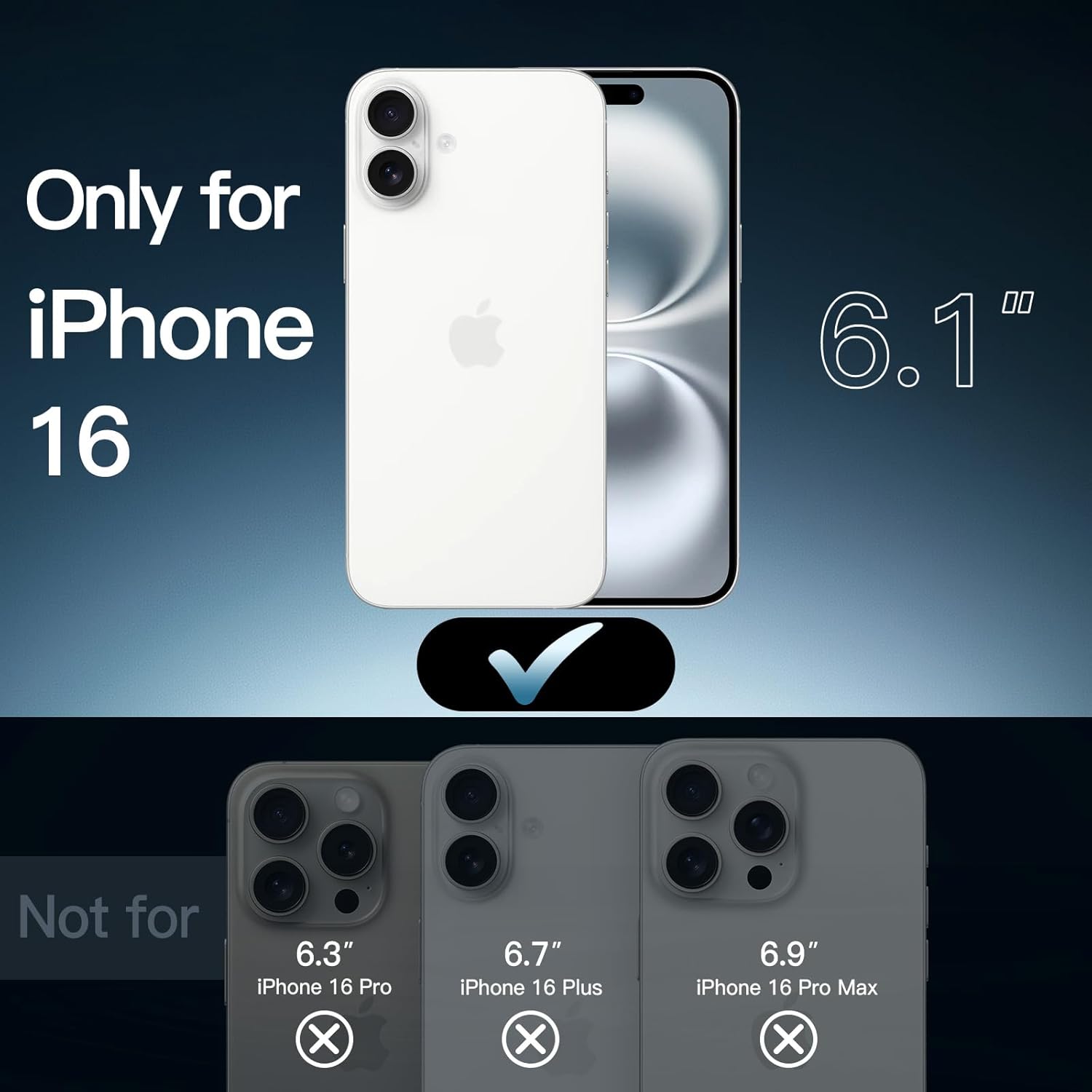 JasTech Case for iPhone 16 6.1-Inch, Non-Yellowing Shockproof Phone Bumper Cover, Anti-Scratch Clear Back (Ultramarine)