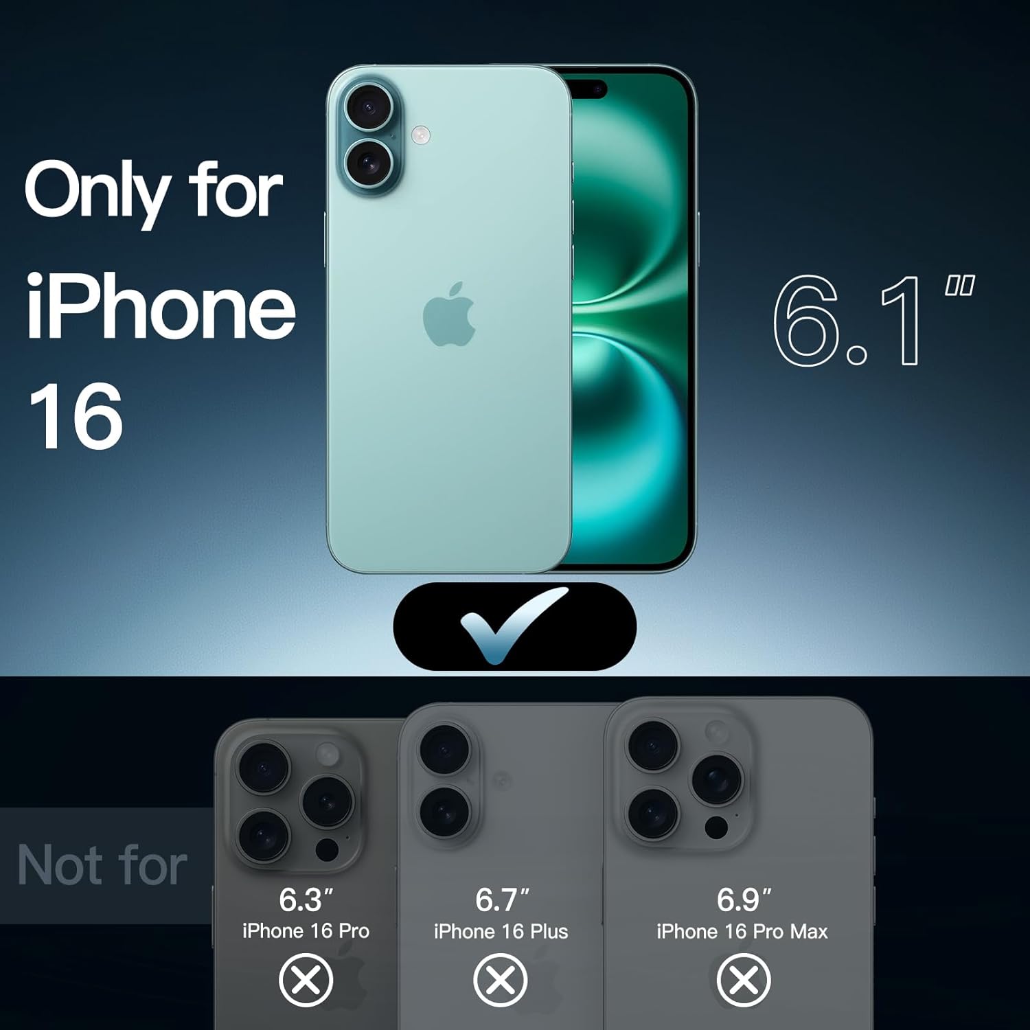 JasTech Case for iPhone 16 6.1-Inch, Non-Yellowing Shockproof Phone Bumper Cover, Anti-Scratch Clear Back (Ultramarine)