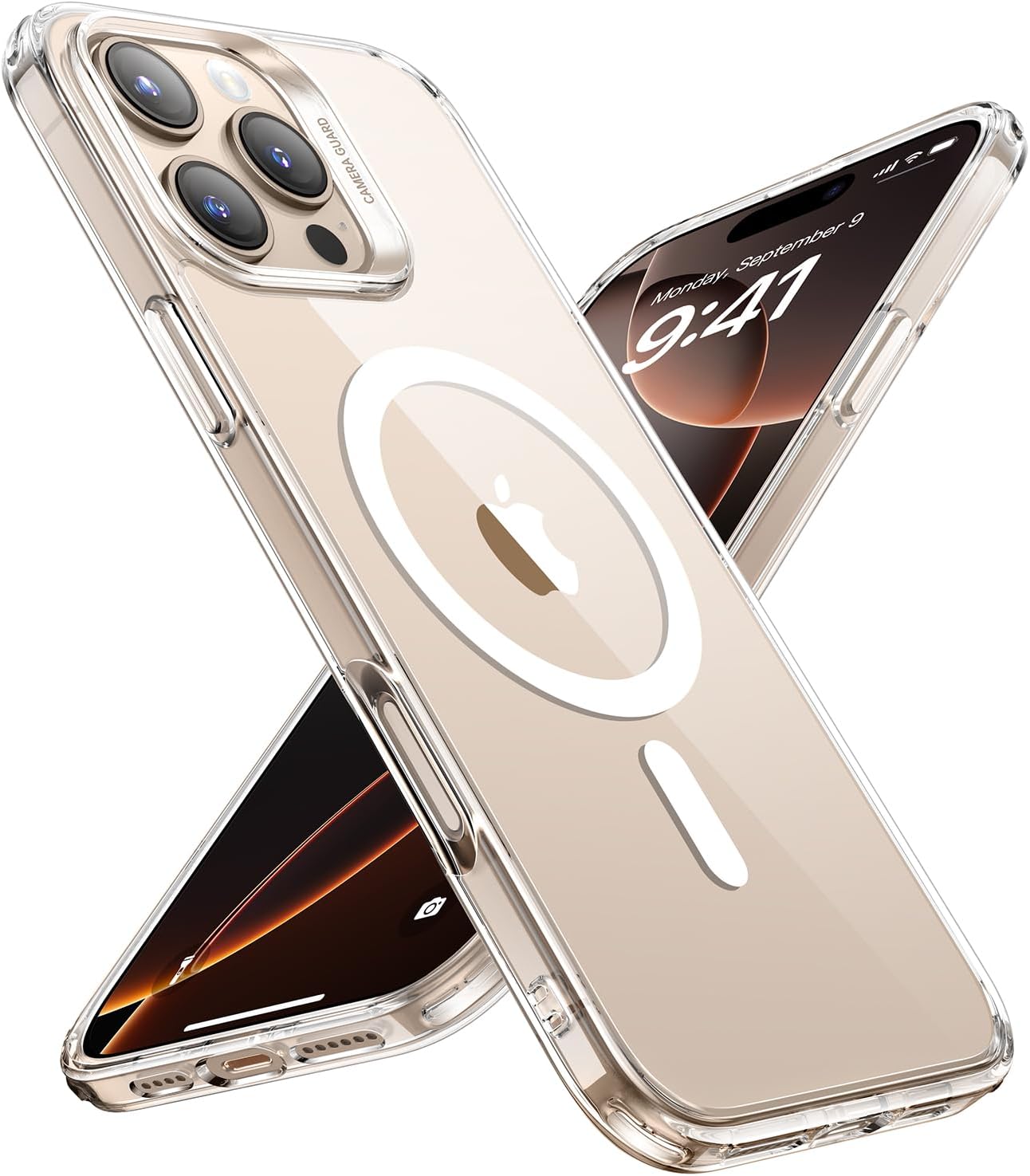 JasTech for iPhone 16 Pro Case, Compatible with MagSafe, Shockproof Military-Grade Protection, Magnetic Phone Case for iPhone 16 Pro, Classic Hybrid Case (HaloLock), Clear