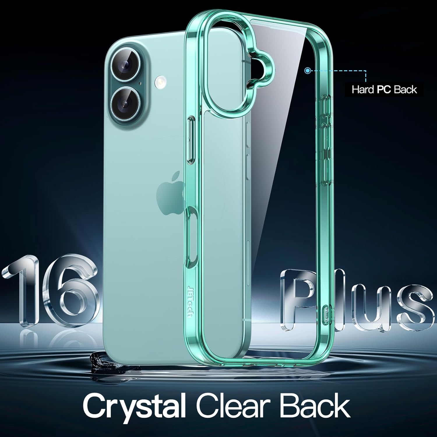 JasTech Case for iPhone 16 6.1-Inch, Non-Yellowing Shockproof Phone Bumper Cover, Anti-Scratch Clear Back (Ultramarine)