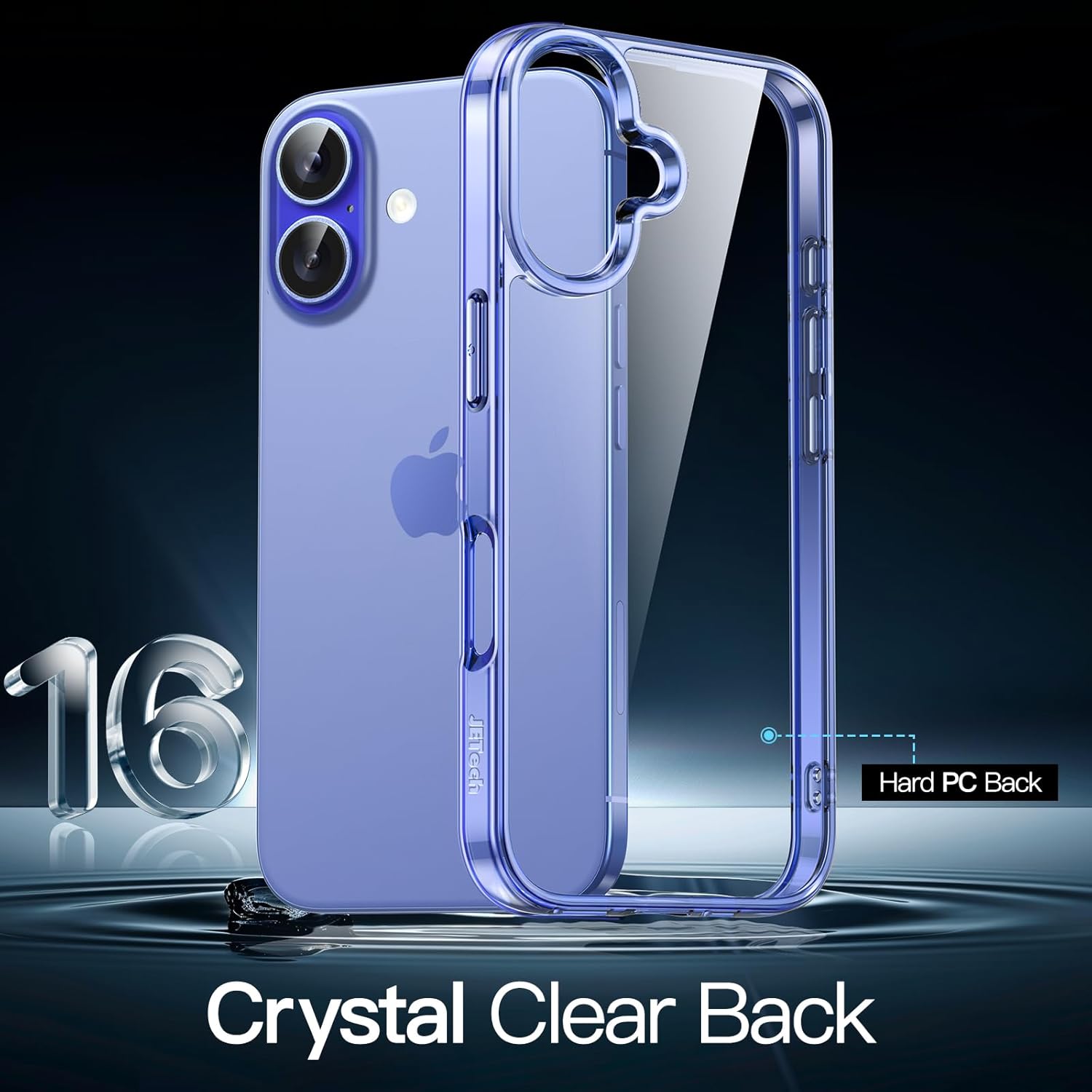 JasTech Case for iPhone 16 6.1-Inch, Non-Yellowing Shockproof Phone Bumper Cover, Anti-Scratch Clear Back (Ultramarine)