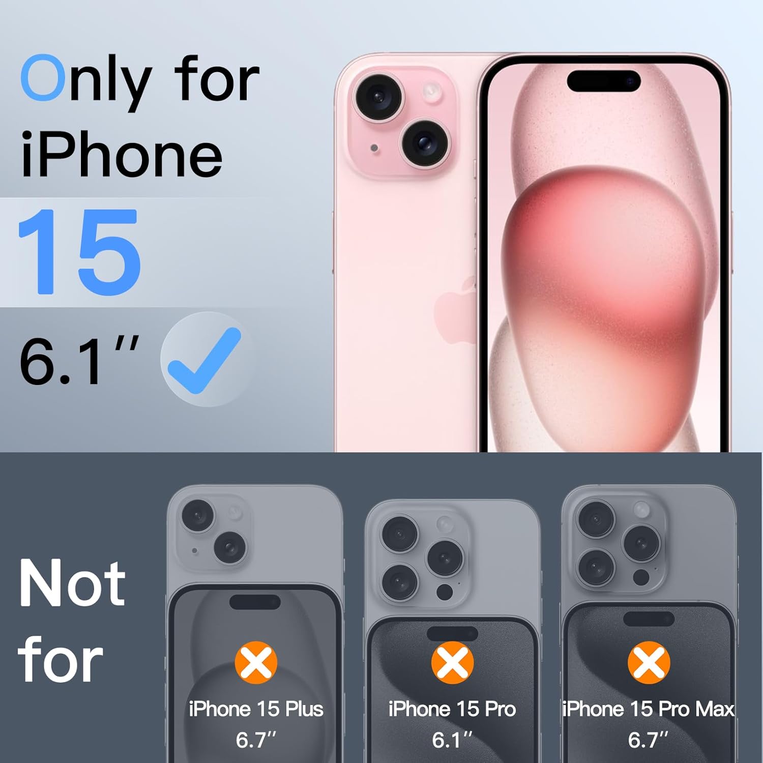 JasTech 360 Degree Privacy Screen Protector for iPhone 15 6.1-Inch, 4-Way Anti-Spy Tempered Glass Film with Easy Installation Tool, 2-Pack