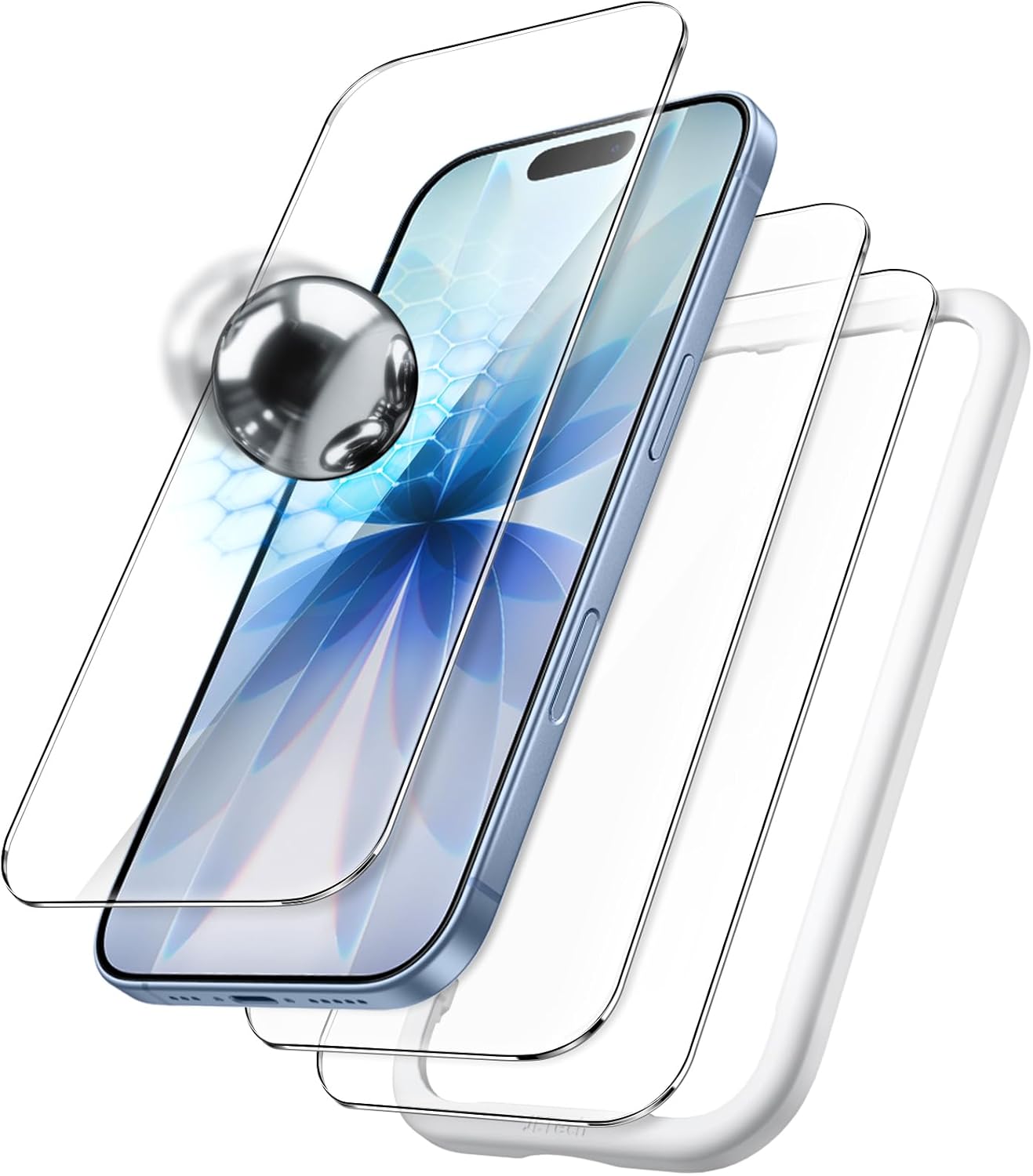 JasTech Shatterproof Screen Protector for iPhone 17 Pro Max 6.9-Inch, 9H+ Tempered Glass Military Grade Film with Easy Installation Tool, Case-Friendly, HD Clear, 3-Pack