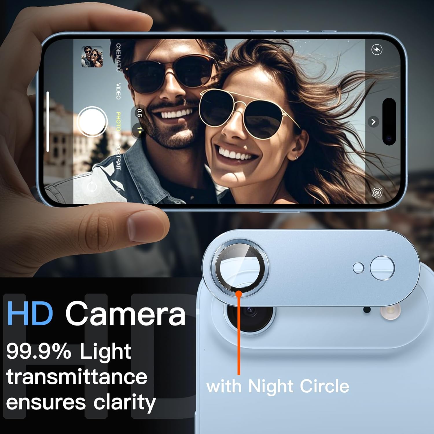 JasTech Camera Lens Protector for iPhone 17 Air, Full Coverage 9H Tempered Glass Ring Cover, Matte Metal Plate, Case Friendly, 6.5-Inch Display, 1-Pack