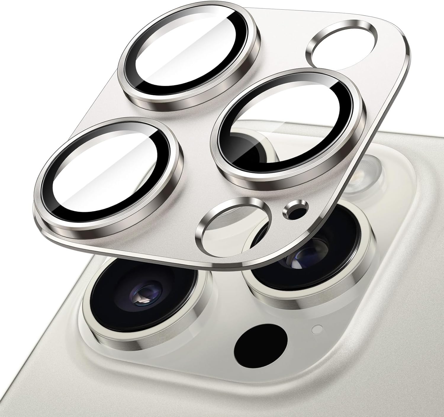 JasTech Camera Lens Protector for iPhone 16 Pro 6.3-Inch and iPhone 16 Pro Max 6.9-Inch , Full Coverage 9H Tempered Glass Ring Cover, Matte Metal Plate, Case Friendly, 1-Pack
