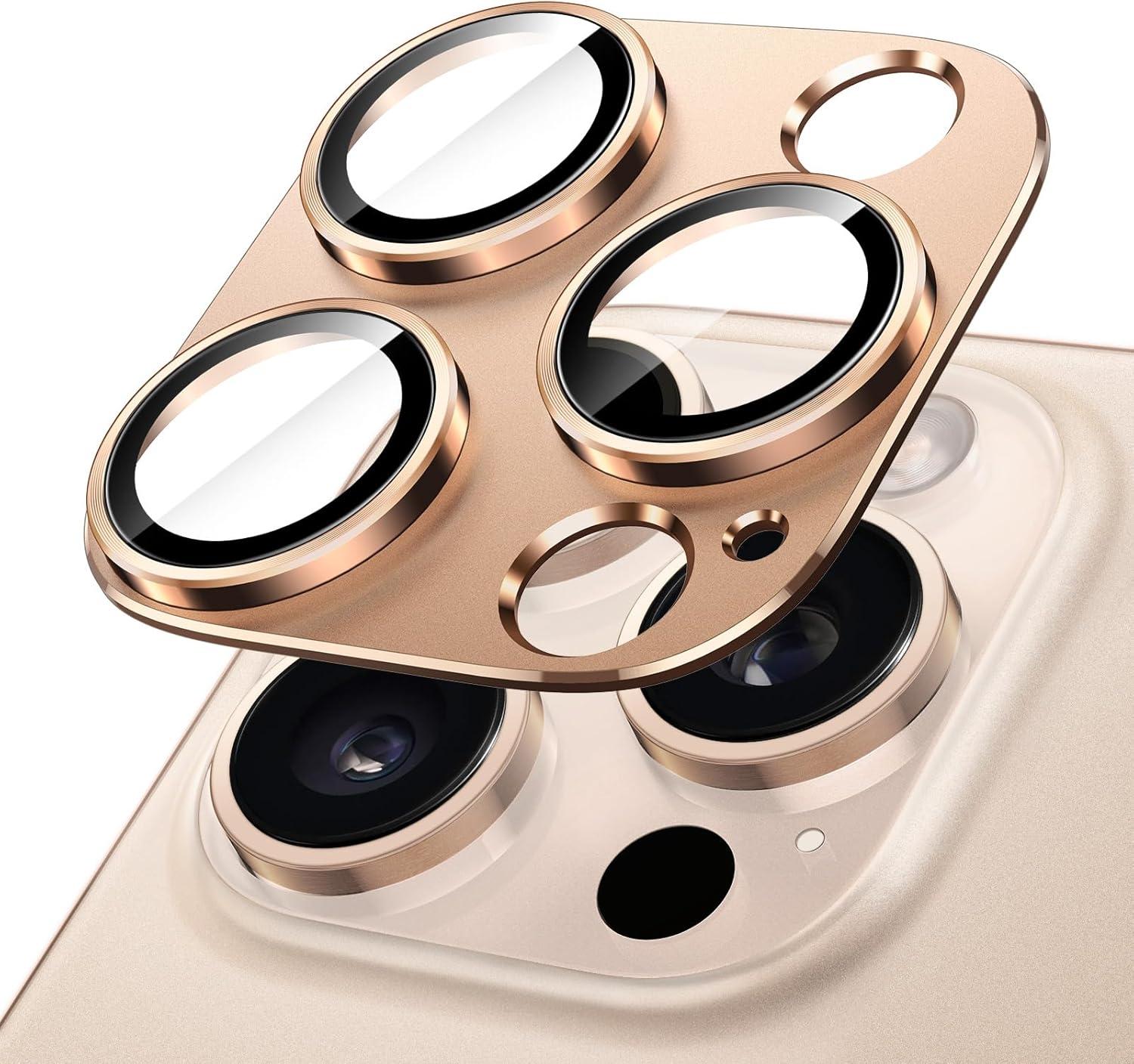 JasTech Camera Lens Protector for iPhone 16 Pro 6.3-Inch and iPhone 16 Pro Max 6.9-Inch , Full Coverage 9H Tempered Glass Ring Cover, Matte Metal Plate, Case Friendly, 1-Pack