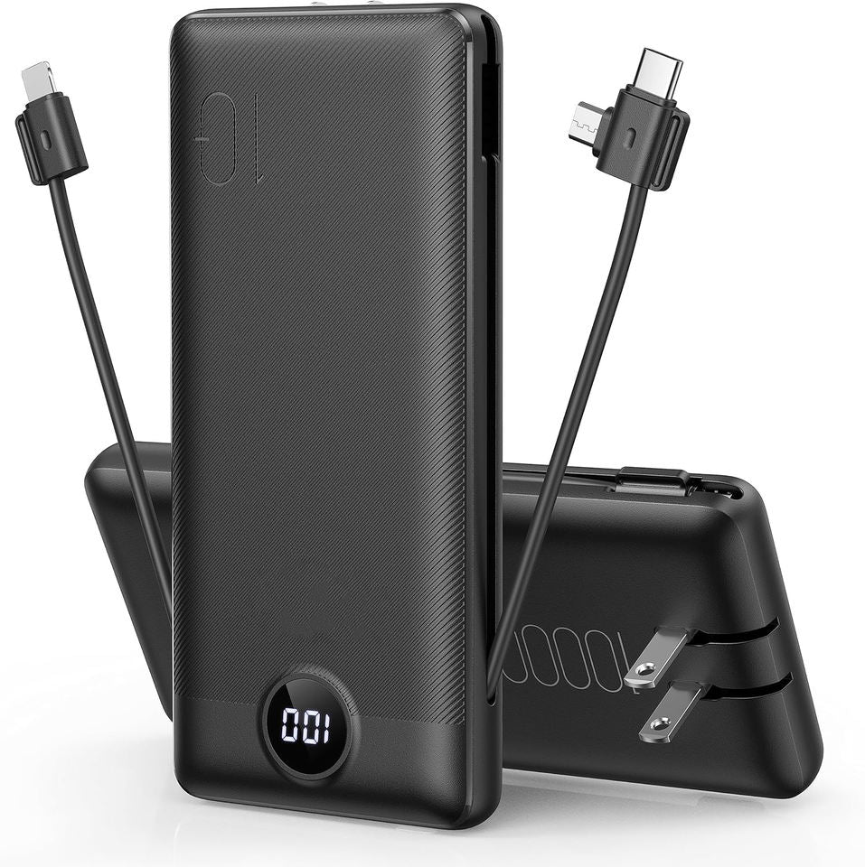 10000mah Slim USB C Fast Charging Portable Charger Wall Plug Cable Set Black Battery Pack-Compatible Power Banks Micro USB