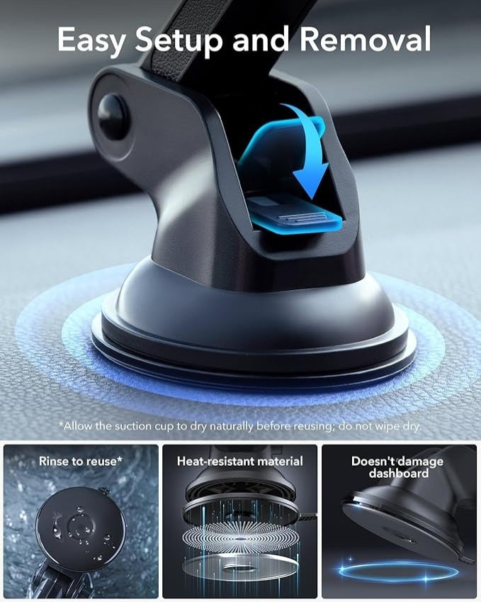 JesTech Magnetic Car Phone Holder Go Des GD-HD938 Telescopic Design 360 Degree Rotating Suction Cup