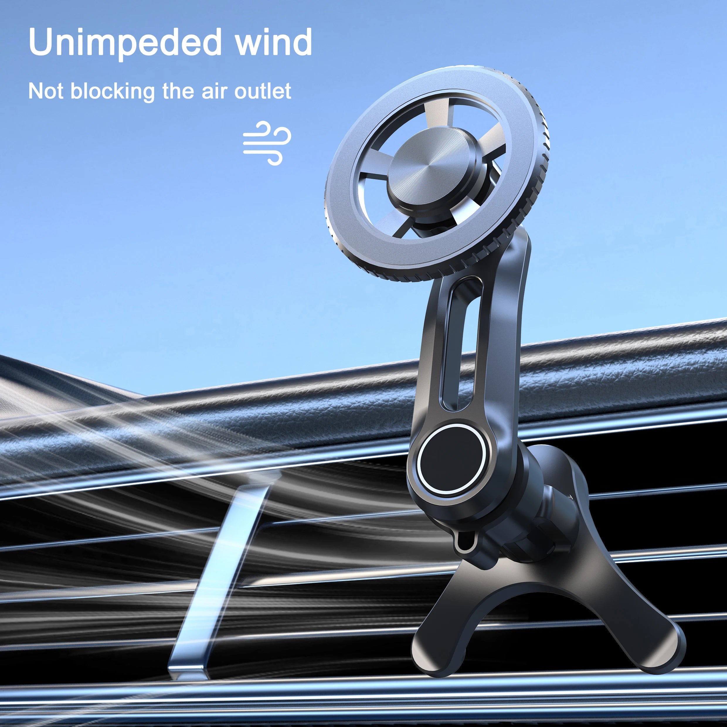 JT-986 Magnetic Magsafe Compatible Flexible Tilt and Flat Floor Car Phone Holder Black