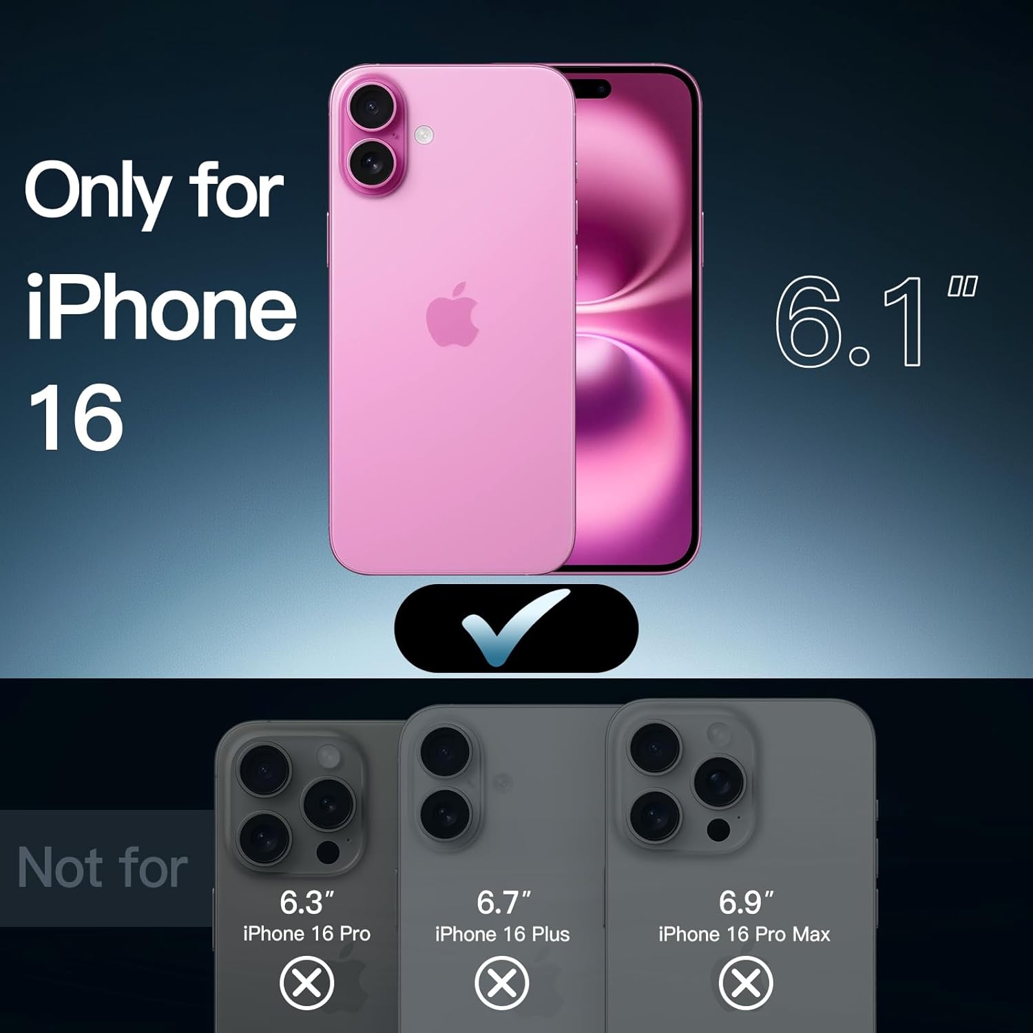 JasTech Case for iPhone 16 6.1-Inch, Non-Yellowing Shockproof Phone Bumper Cover, Anti-Scratch Clear Back (Ultramarine)