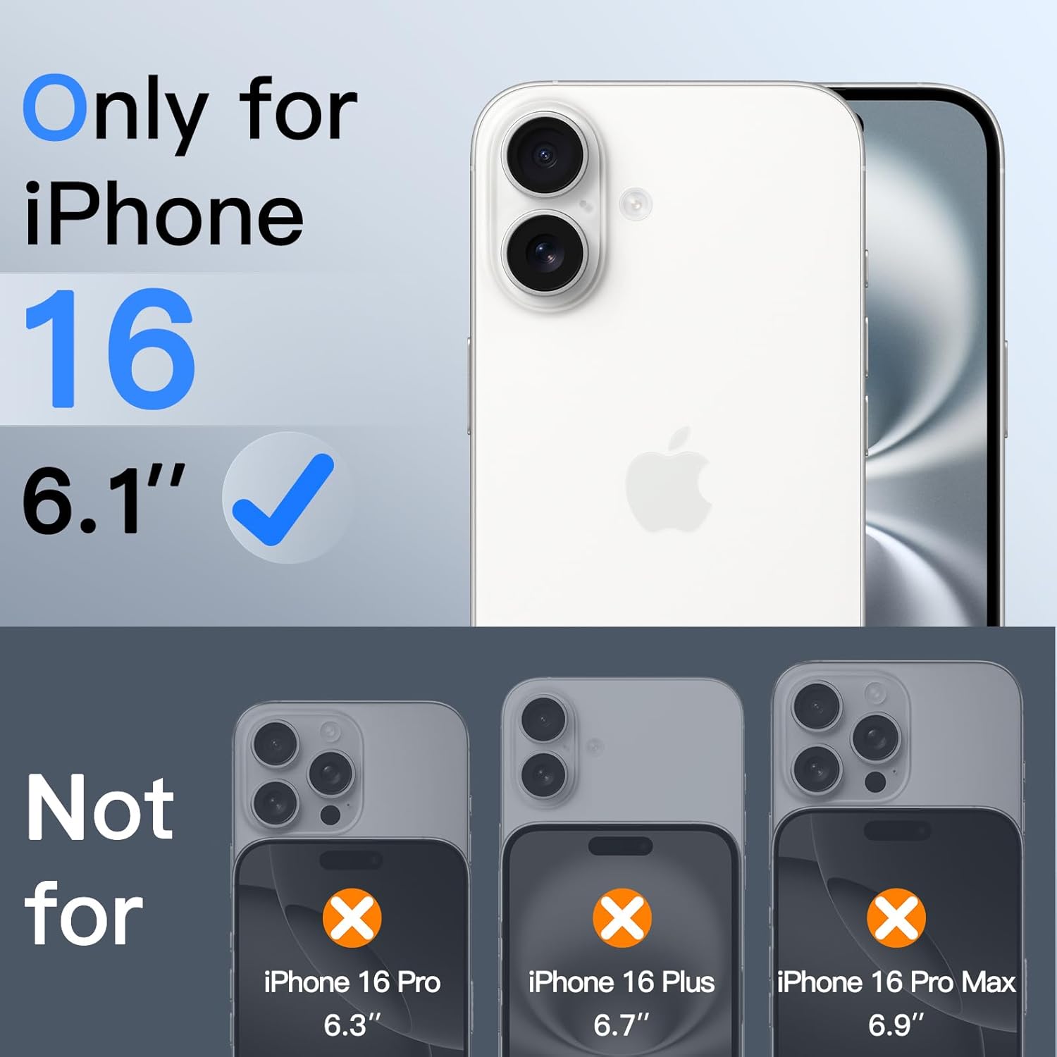 JasTech Shatterproof Screen Protector for iPhone 16 6.1-Inch, 9H+ Tempered Glass Military Grade Film with Easy Installation Tool, Case-Friendly, HD Clear, 3-Pack