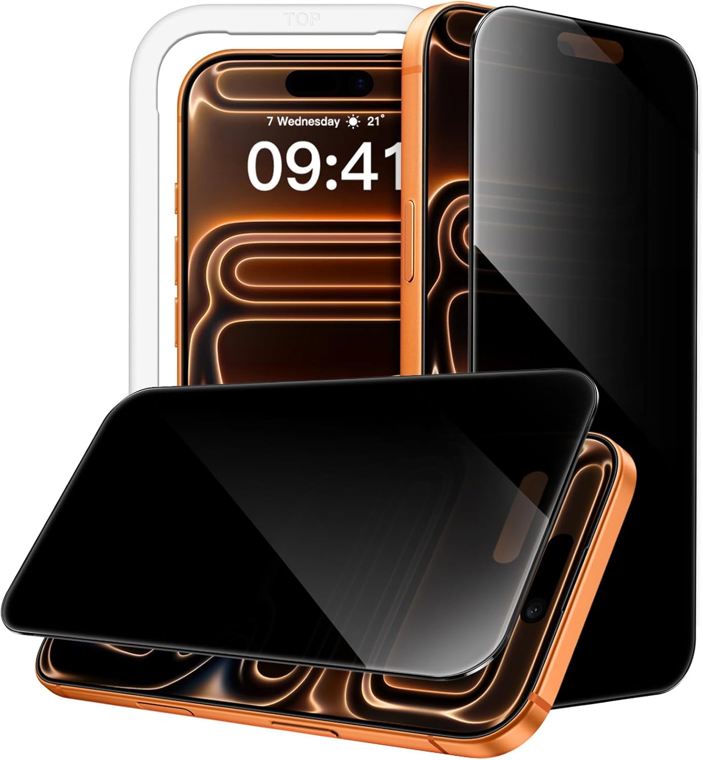 JasTech 360 Degree Privacy Screen Protector for iPhone 17 6.3-Inch, 4-Way Anti-Spy Tempered Glass Film with Easy Installation Tool, 2-Pack