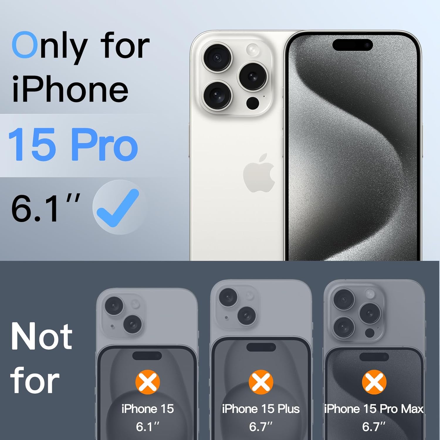 JasTech 360 Degree Privacy Screen Protector for iPhone 15 6.1-Inch, 4-Way Anti-Spy Tempered Glass Film with Easy Installation Tool, 2-Pack