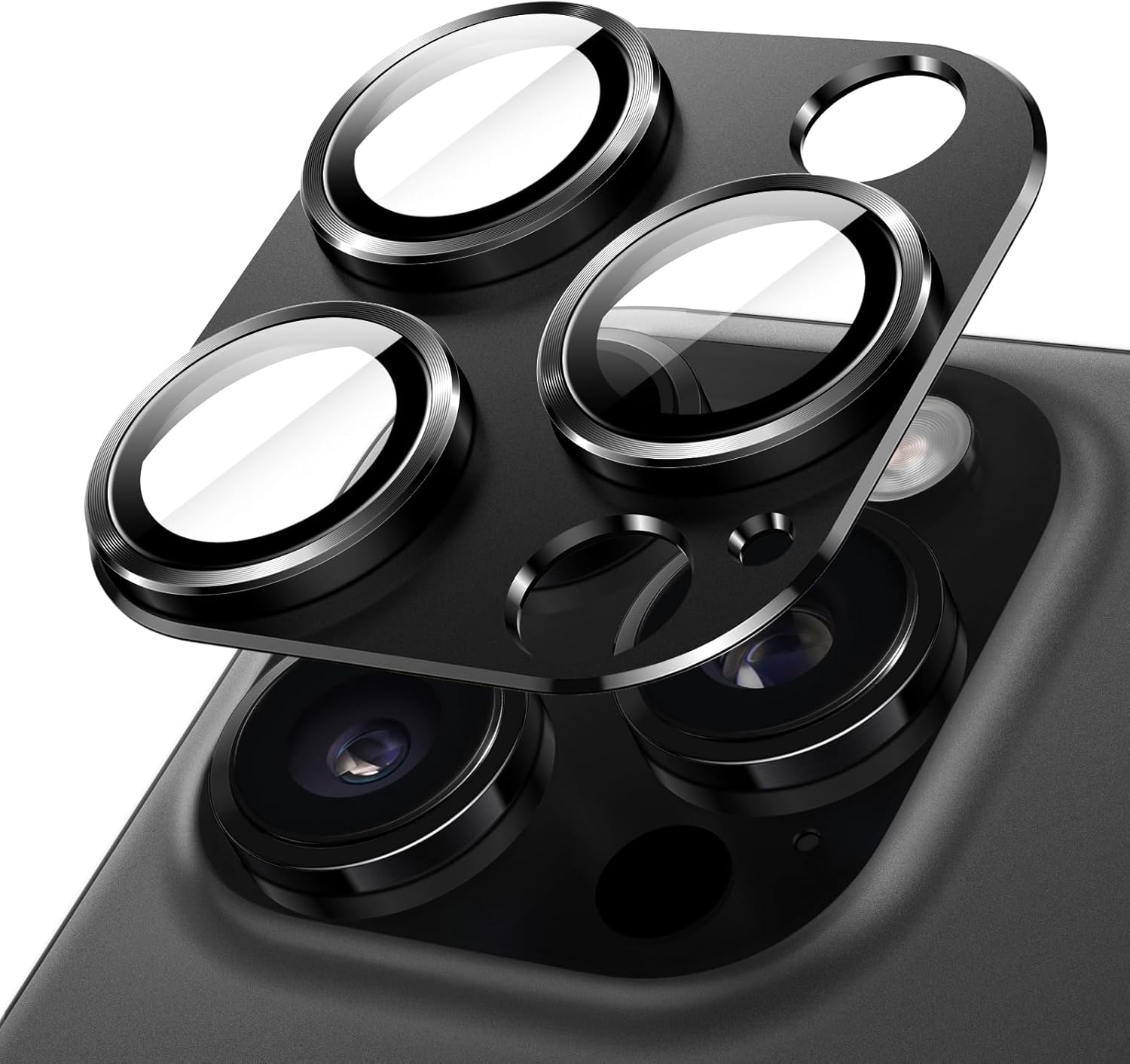 JasTech Camera Lens Protector for iPhone 16 Pro 6.3-Inch and iPhone 16 Pro Max 6.9-Inch , Full Coverage 9H Tempered Glass Ring Cover, Matte Metal Plate, Case Friendly, 1-Pack