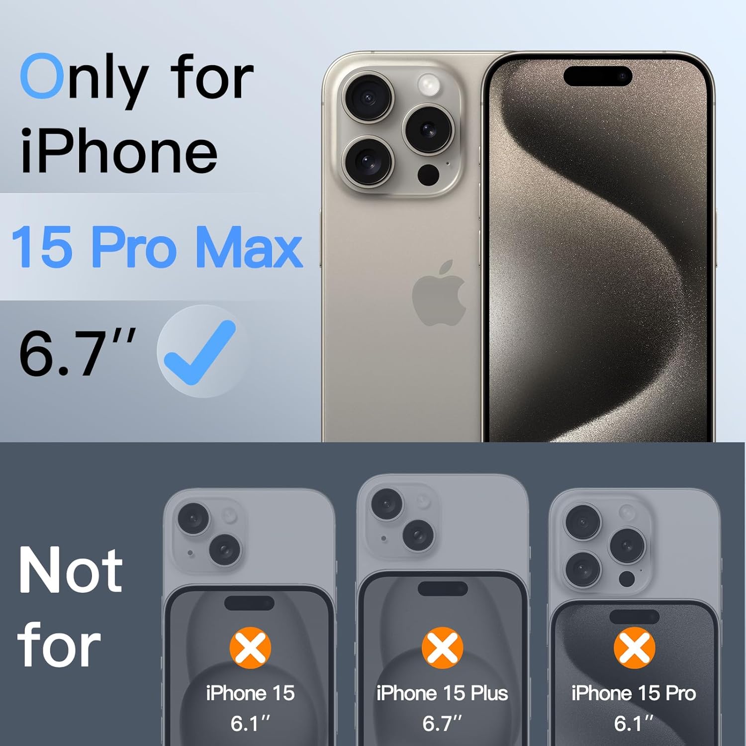 JasTech 360 Degree Privacy Screen Protector for iPhone 15 6.1-Inch, 4-Way Anti-Spy Tempered Glass Film with Easy Installation Tool, 2-Pack