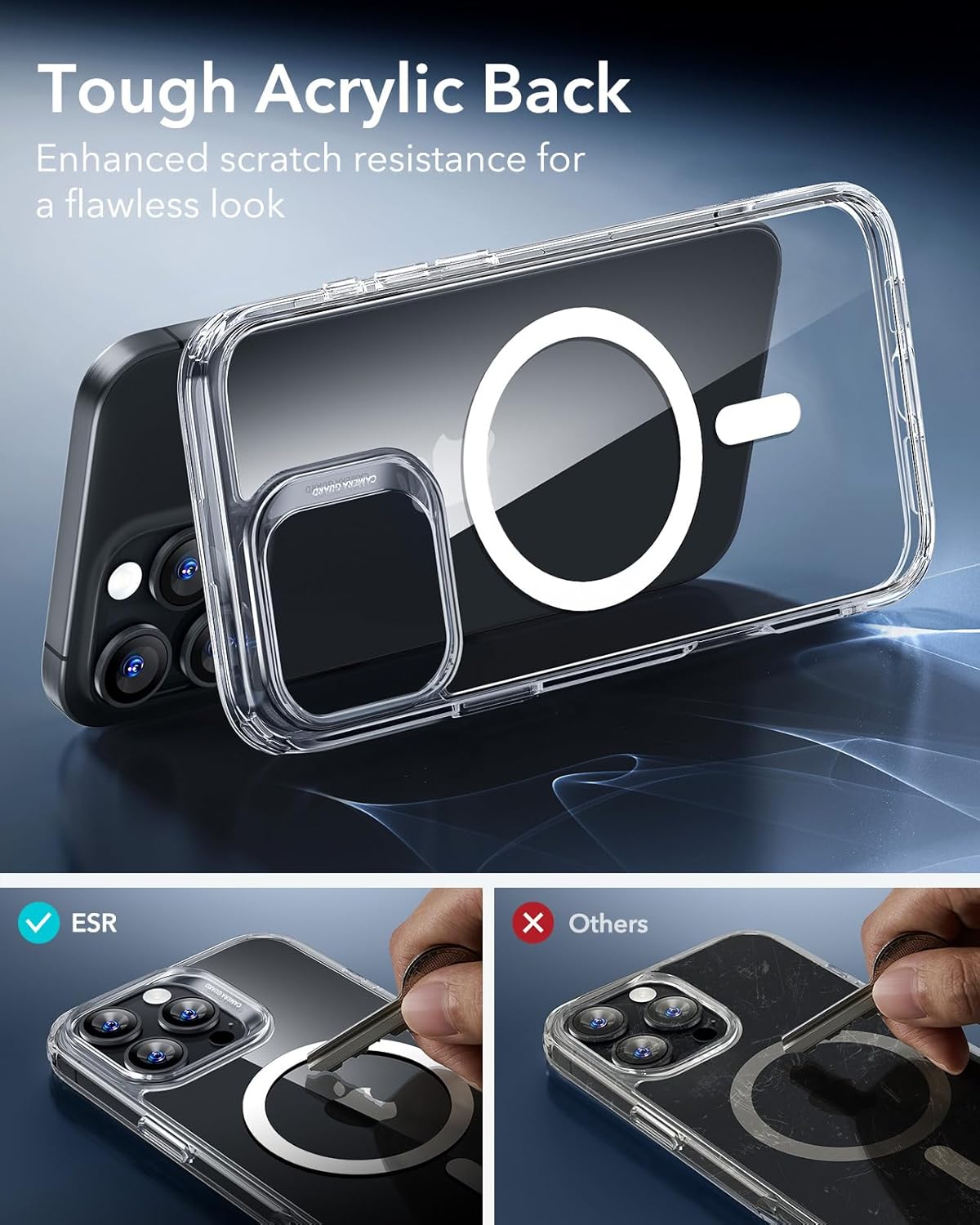 JasTech for iPhone 16 Pro Case, Compatible with MagSafe, Shockproof Military-Grade Protection, Magnetic Phone Case for iPhone 16 Pro, Classic Hybrid Case (HaloLock), Clear