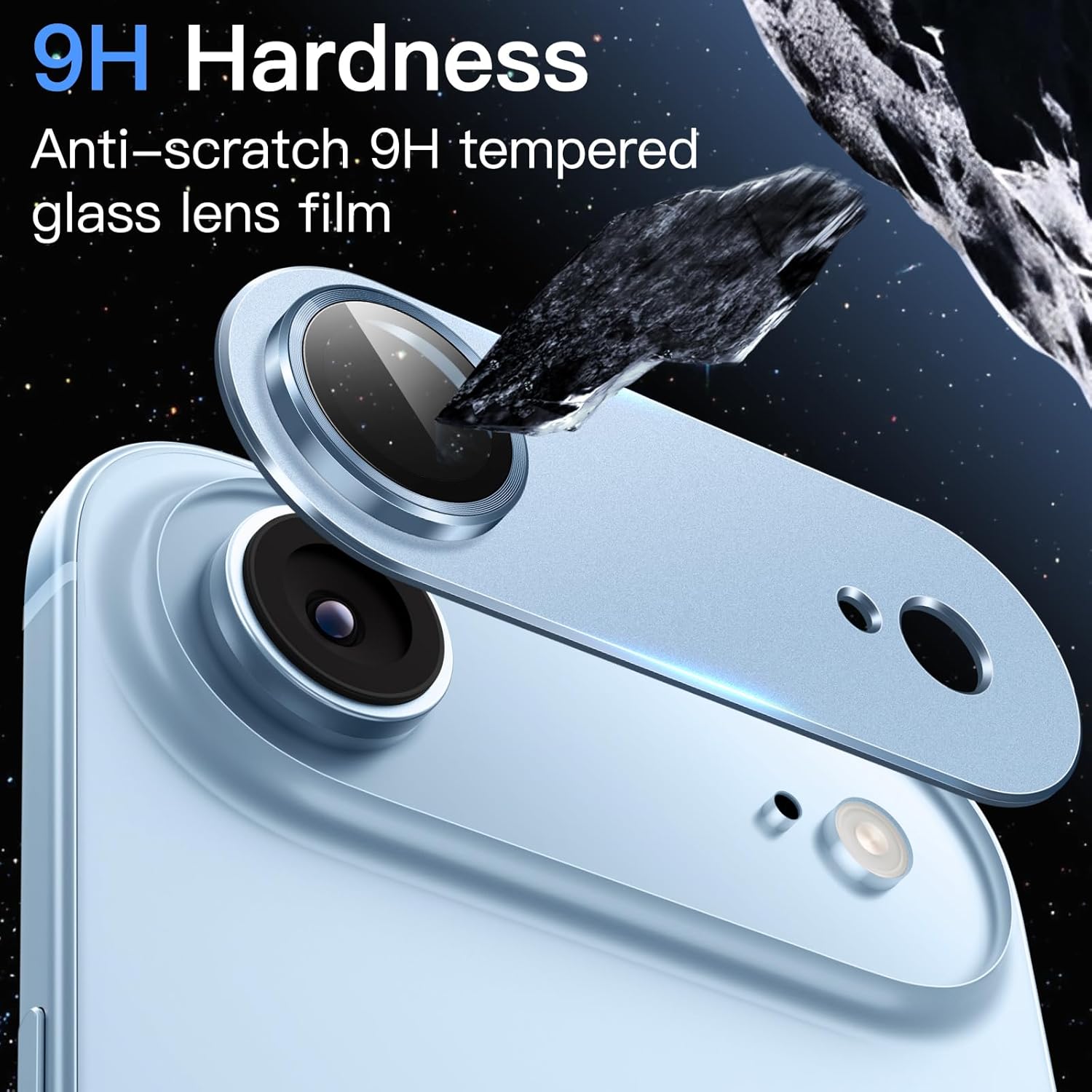JasTech Camera Lens Protector for iPhone 17 Air, Full Coverage 9H Tempered Glass Ring Cover, Matte Metal Plate, Case Friendly, 6.5-Inch Display, 1-Pack