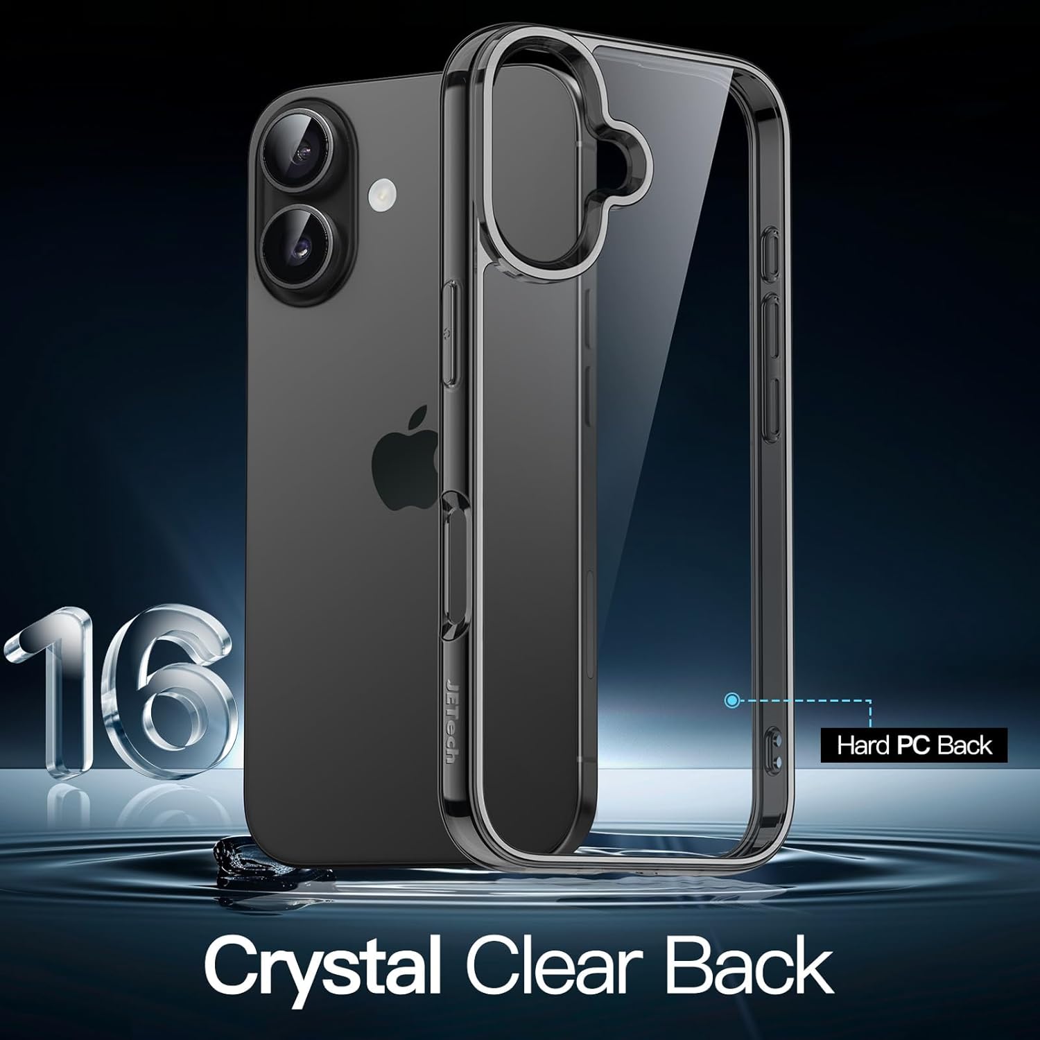 JasTech Case for iPhone 16 6.1-Inch, Non-Yellowing Shockproof Phone Bumper Cover, Anti-Scratch Clear Back (Ultramarine)