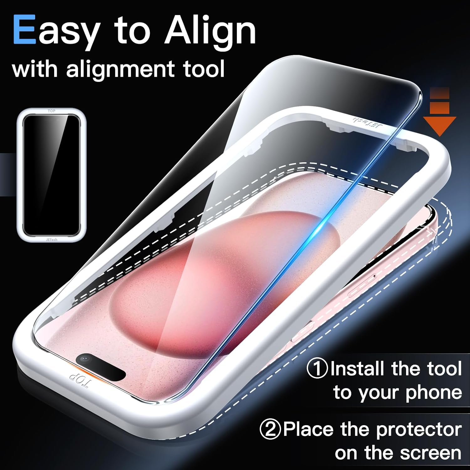 JasTech Shatterproof Screen Protector for iPhone 17 Pro Max 6.9-Inch, 9H+ Tempered Glass Military Grade Film with Easy Installation Tool, Case-Friendly, HD Clear, 3-Pack