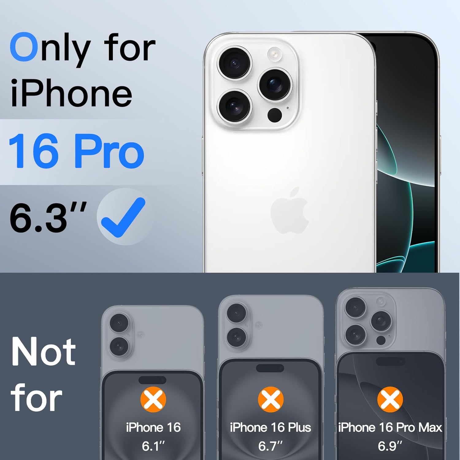 JasTech Shatterproof Screen Protector for iPhone 16 6.1-Inch, 9H+ Tempered Glass Military Grade Film with Easy Installation Tool, Case-Friendly, HD Clear, 3-Pack