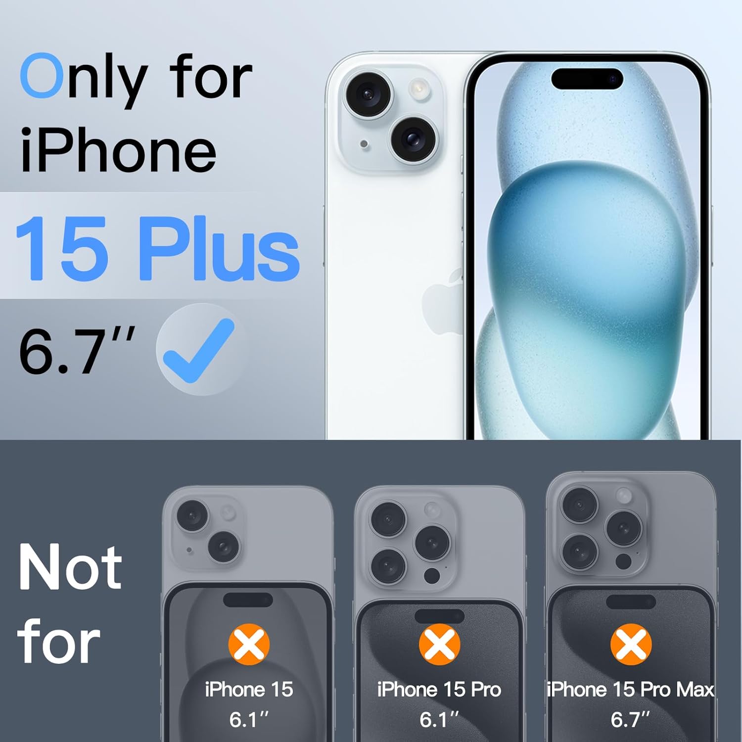 JasTech 360 Degree Privacy Screen Protector for iPhone 15 6.1-Inch, 4-Way Anti-Spy Tempered Glass Film with Easy Installation Tool, 2-Pack