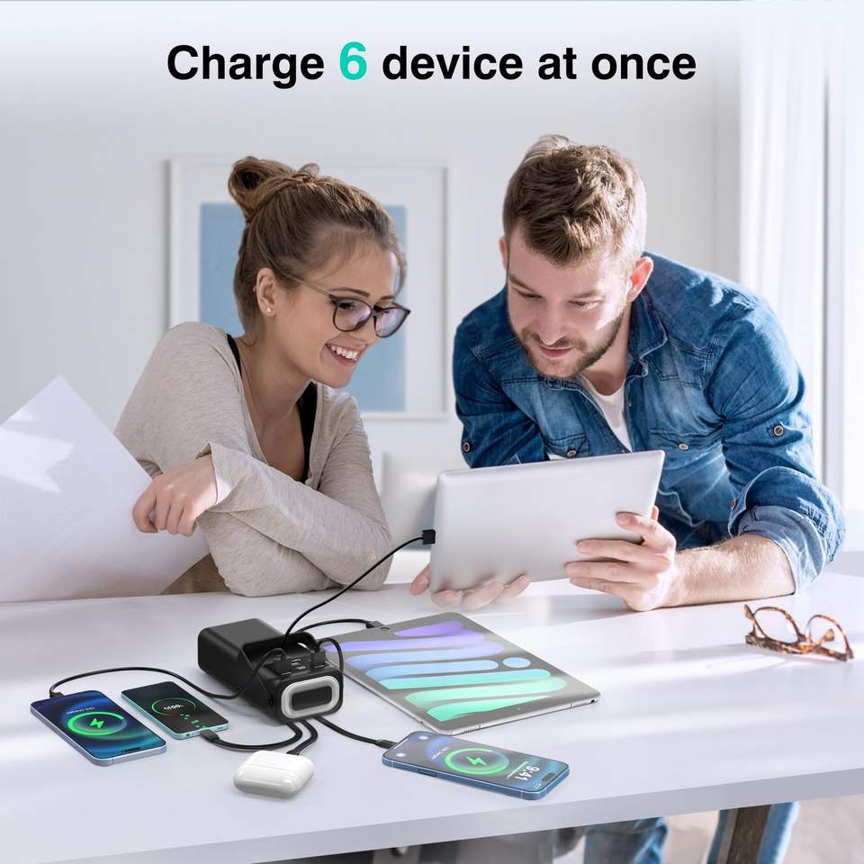 50000mAh Portable Charger 22.5W PD Fast Charging Power Bank LED Display Retractable Auto-Lighting External Battery Power Bank