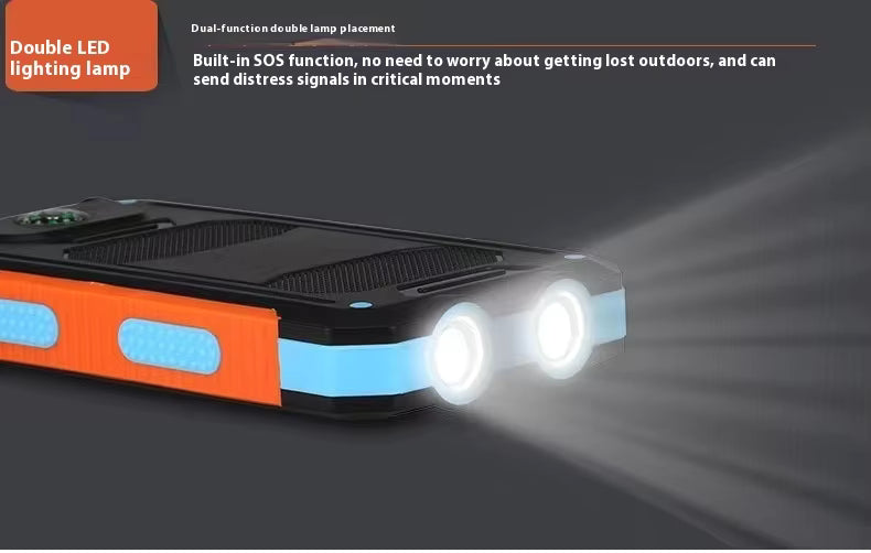 High-Capacity 20000mAh Solar Power Bank Waterproof with Compass 10W Output Power for Mobile Phones