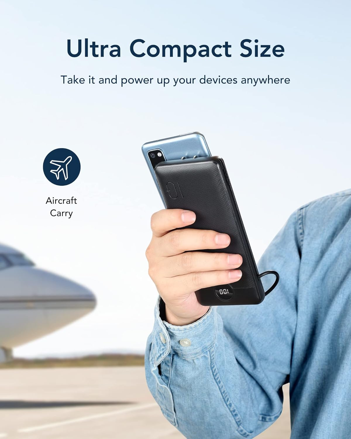 10000mah Slim USB C Fast Charging Portable Charger Wall Plug Cable Set Black Battery Pack-Compatible Power Banks Micro USB