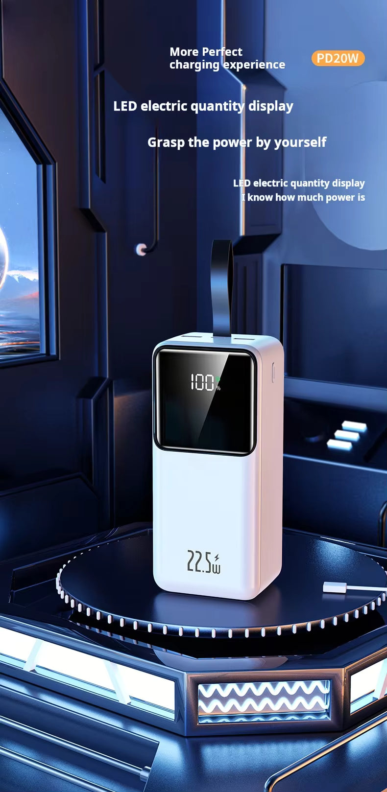 PD20W High Power Bank 100000mAh Super Fast 22.5W USB C Charge Portable Type-C Micro USB