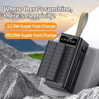 High Capacity Solar Battery Pack Power Bank 50000mah Fast Charging Solar Power Bank With Led Light